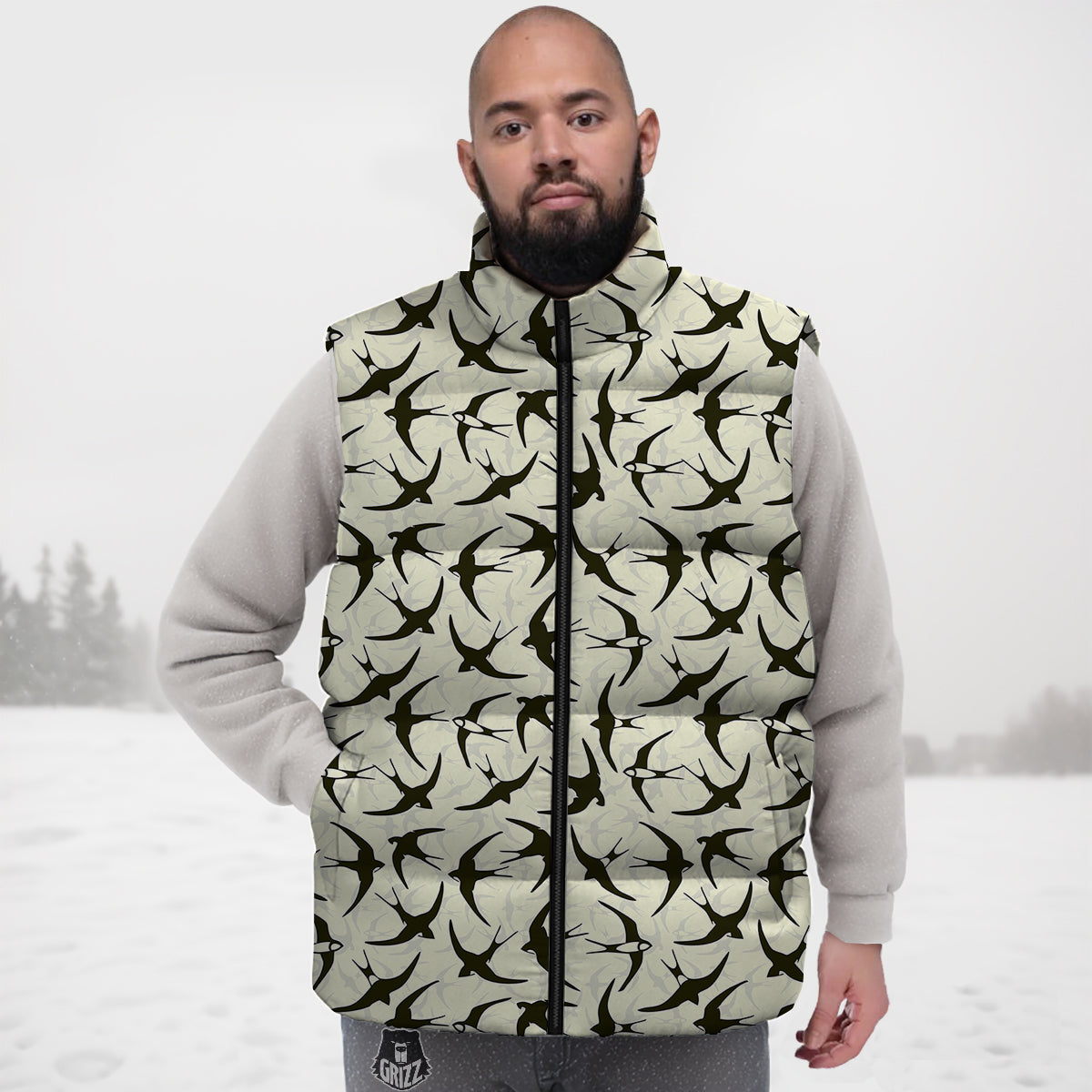 Christmas Tree Deer Pattern Print Down Vest
