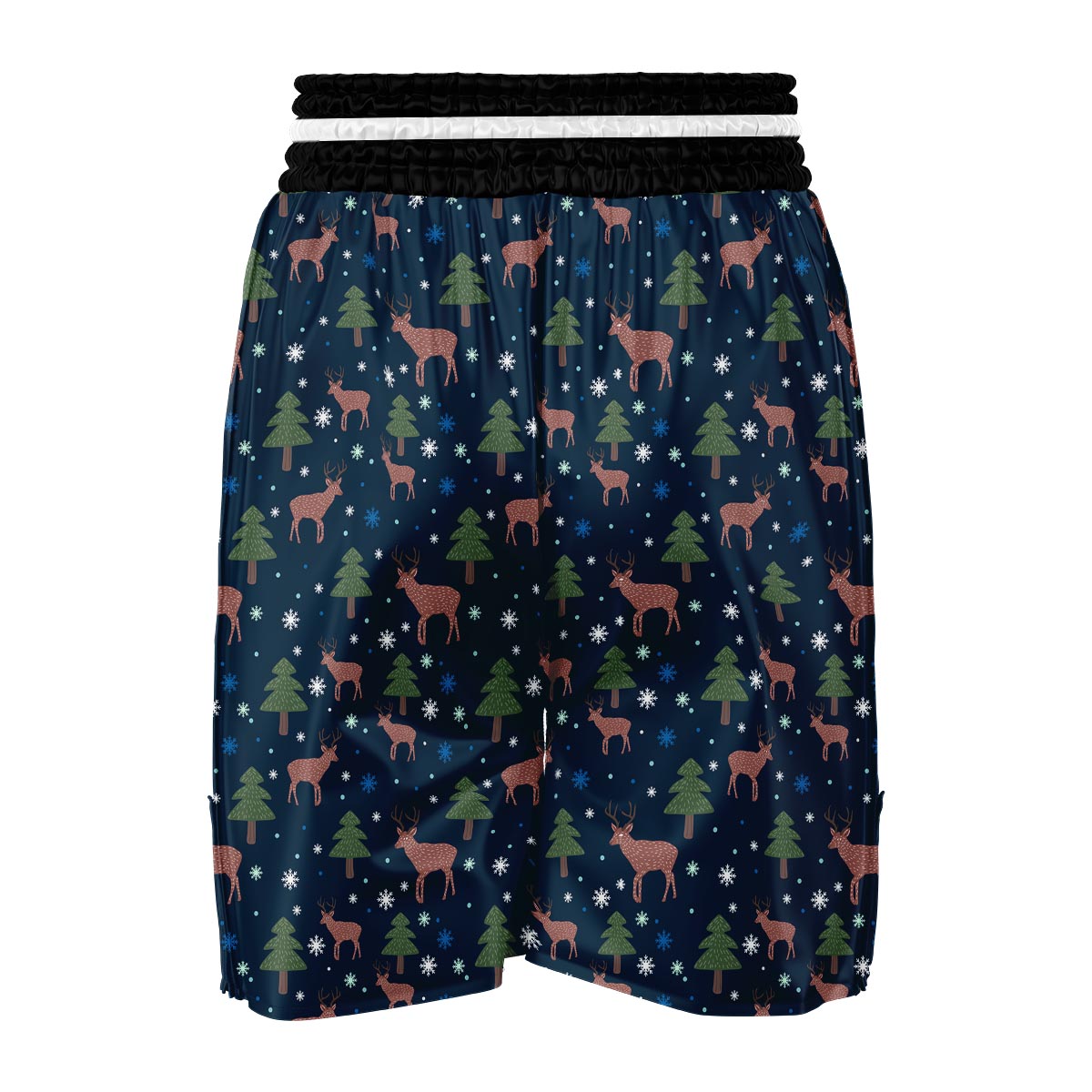 Christmas Tree Moose Pattern Print Boxing Shorts-grizzshop