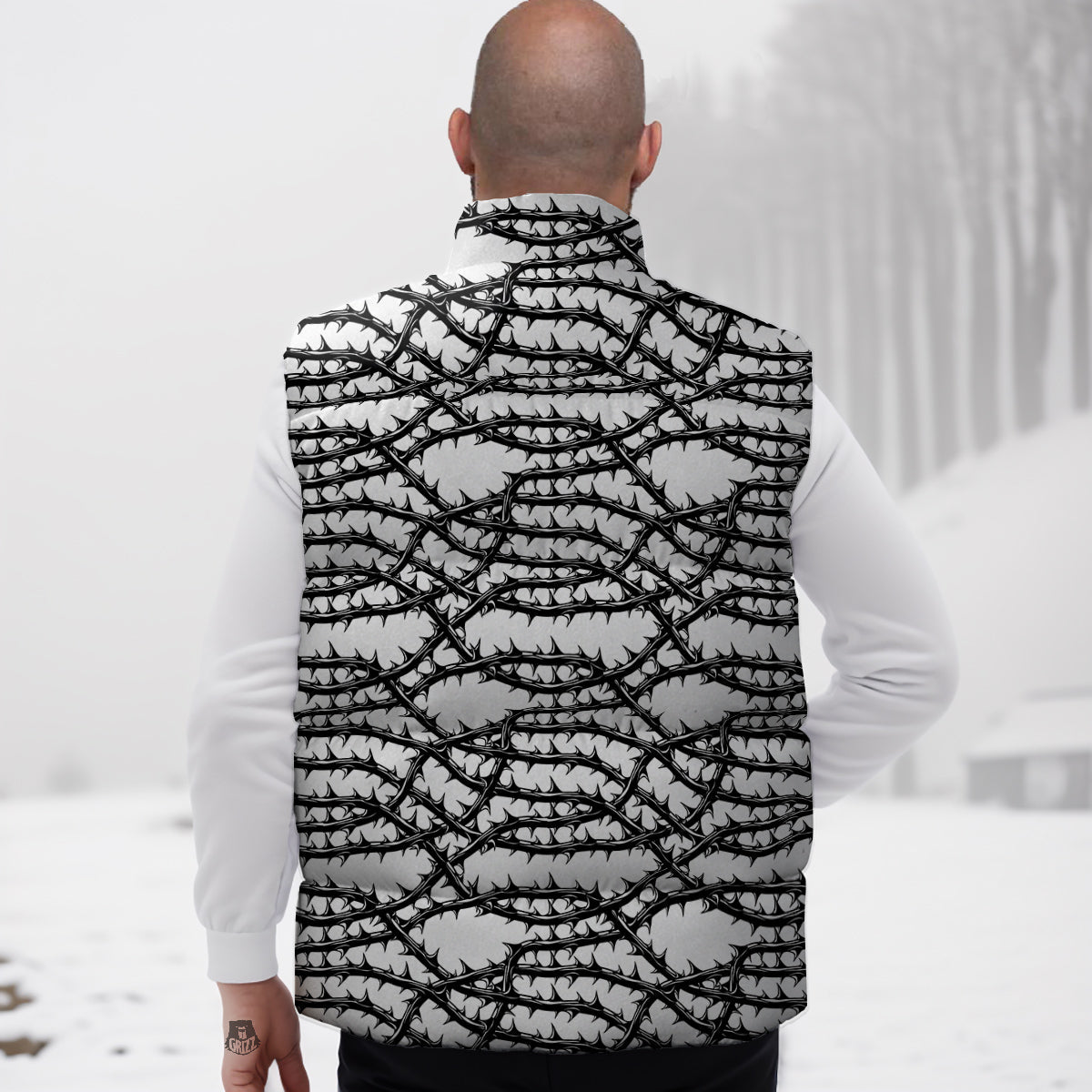 Christmas Tree Moose  Pattern Print Down Vest