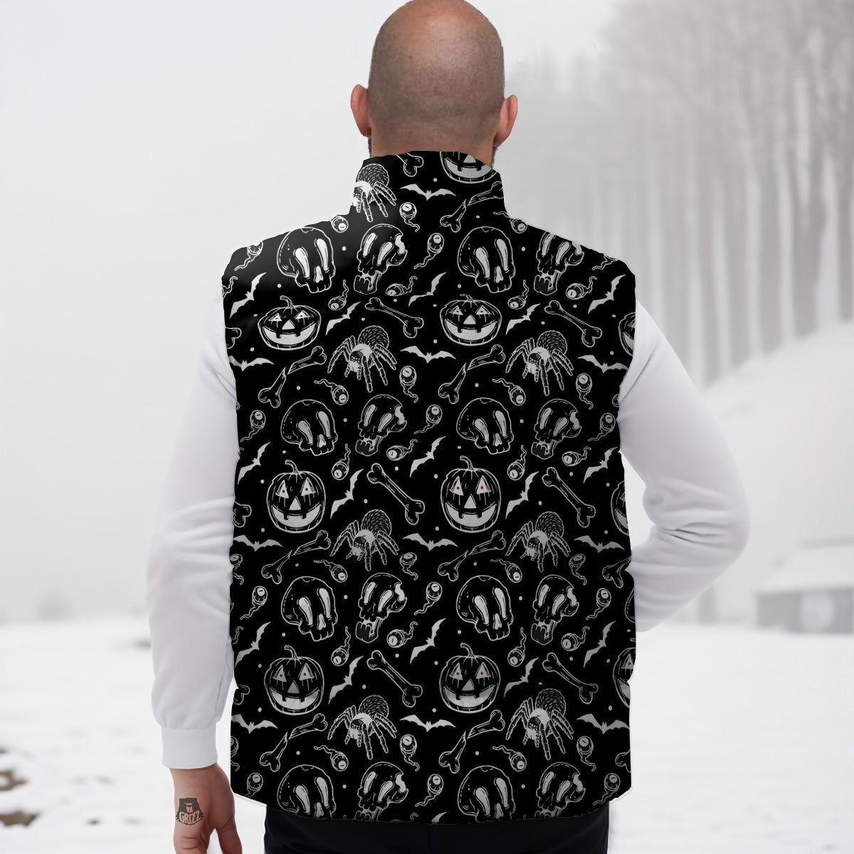Christmas Tree Pattern Print Down Vest