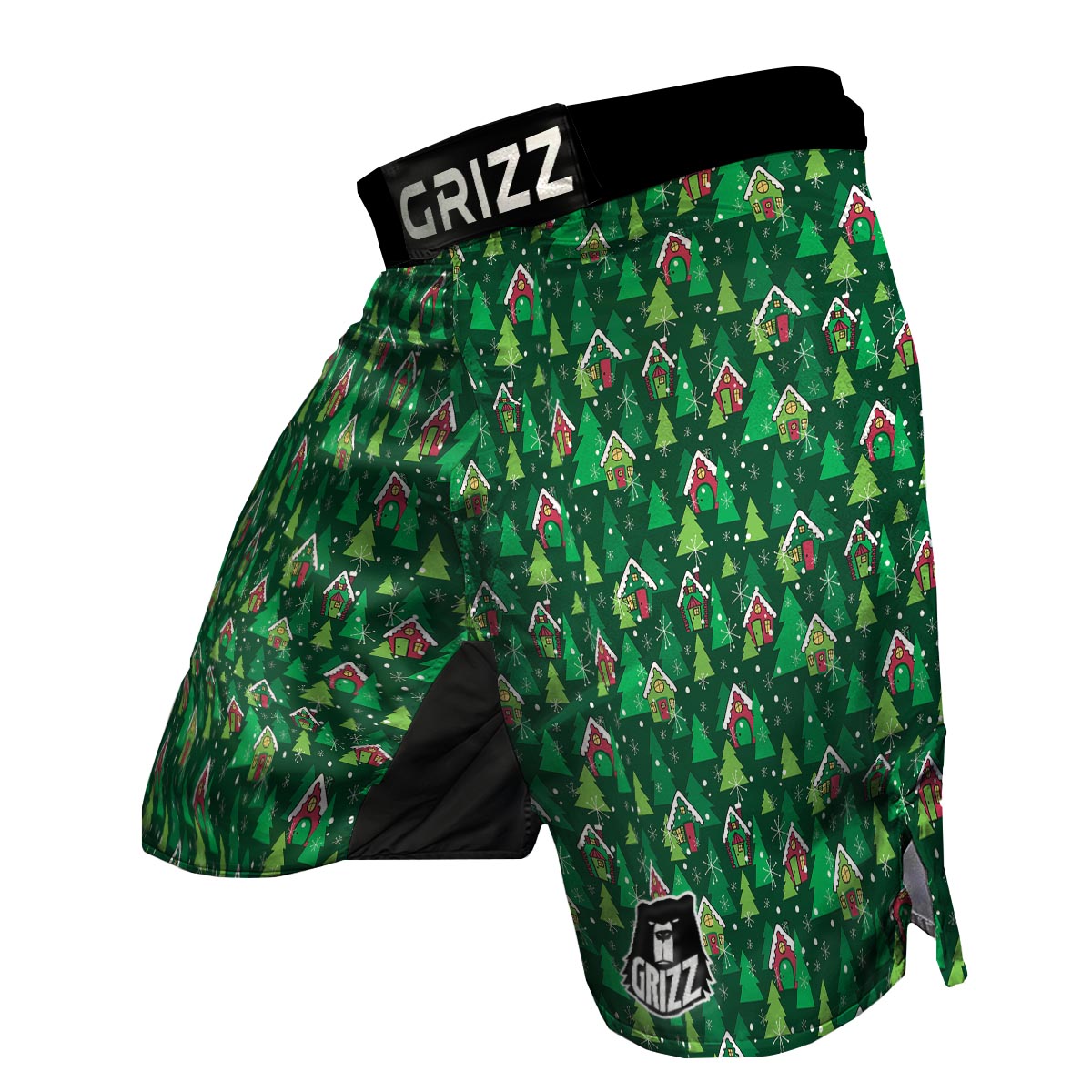 Christmas Tree Pattern Print MMA Shorts-grizzshop