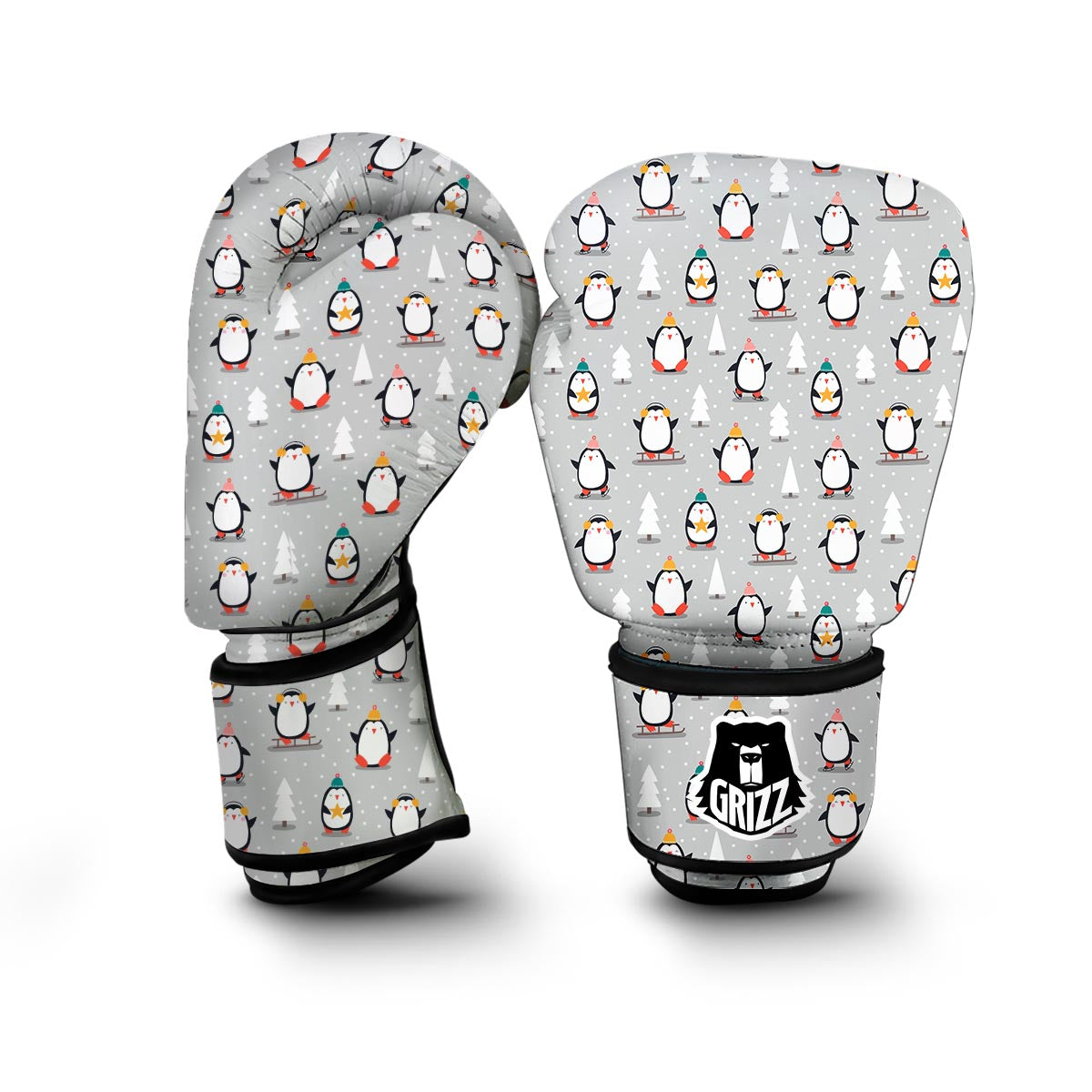 Christmas Tree Penguin Pattern Print Boxing Gloves-grizzshop