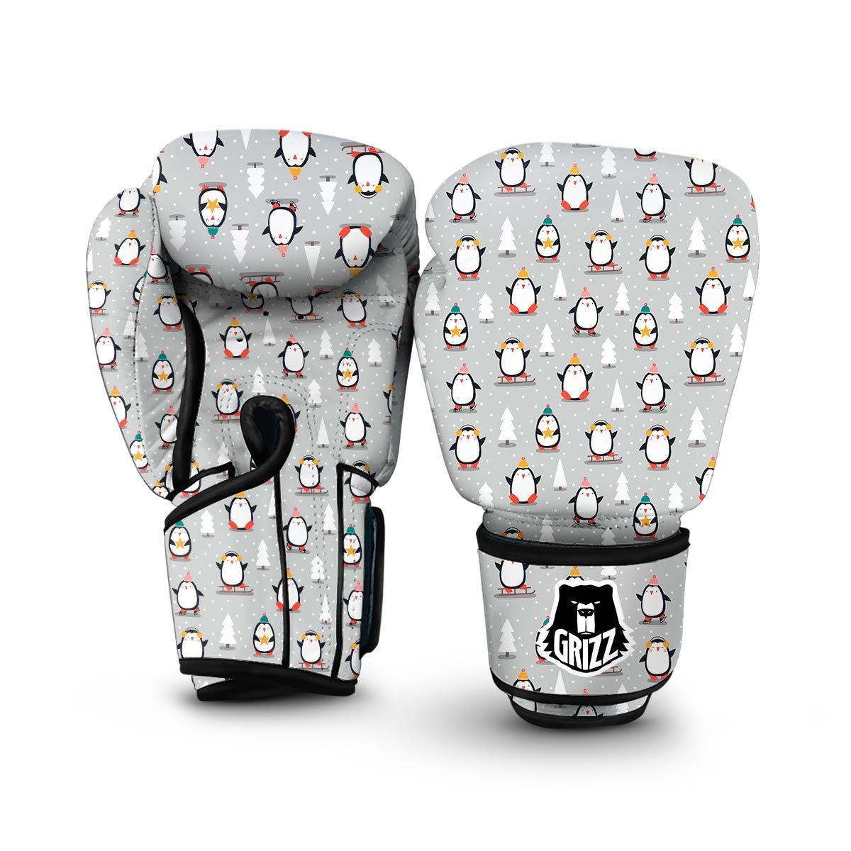 Christmas Tree Penguin Pattern Print Boxing Gloves-grizzshop
