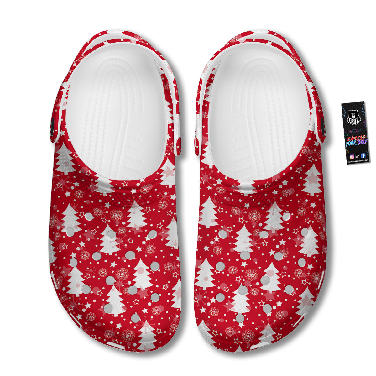 Christmas Tree Polka Dot Print Pattern Clog-grizzshop