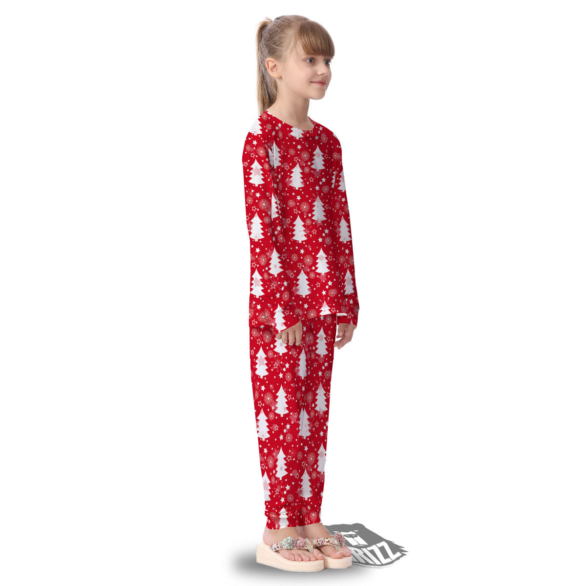 Christmas Tree Polka Dot Print Pattern Kid's Pajamas-grizzshop