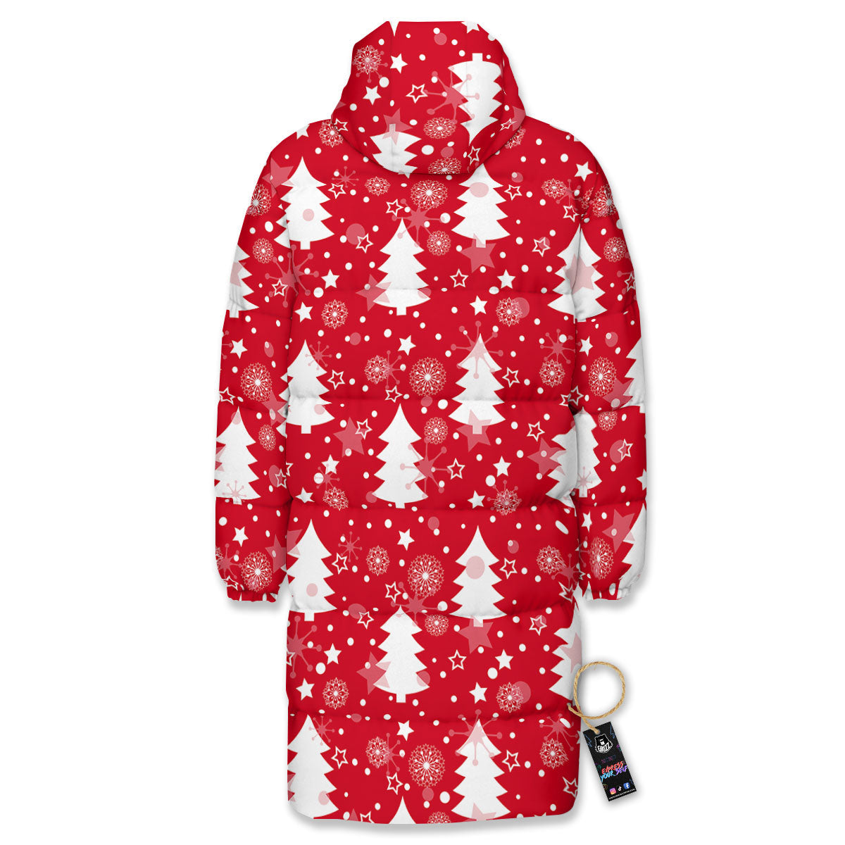 Christmas Tree Polka Dot Print Pattern Long Down Jacket-grizzshop