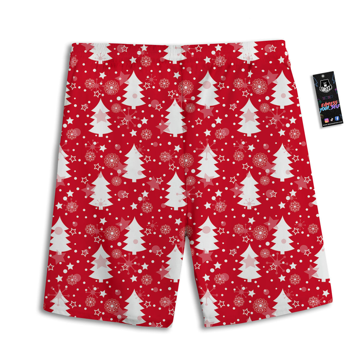 Christmas Tree Polka Dot Print Pattern Men's Athletic Shorts