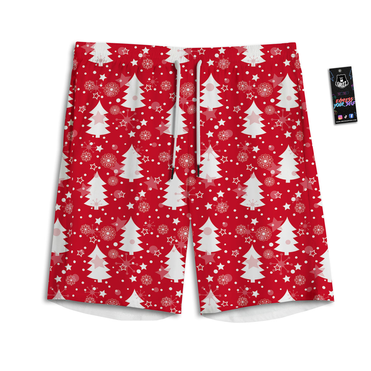 Christmas Tree Polka Dot Print Pattern Men's Athletic Shorts