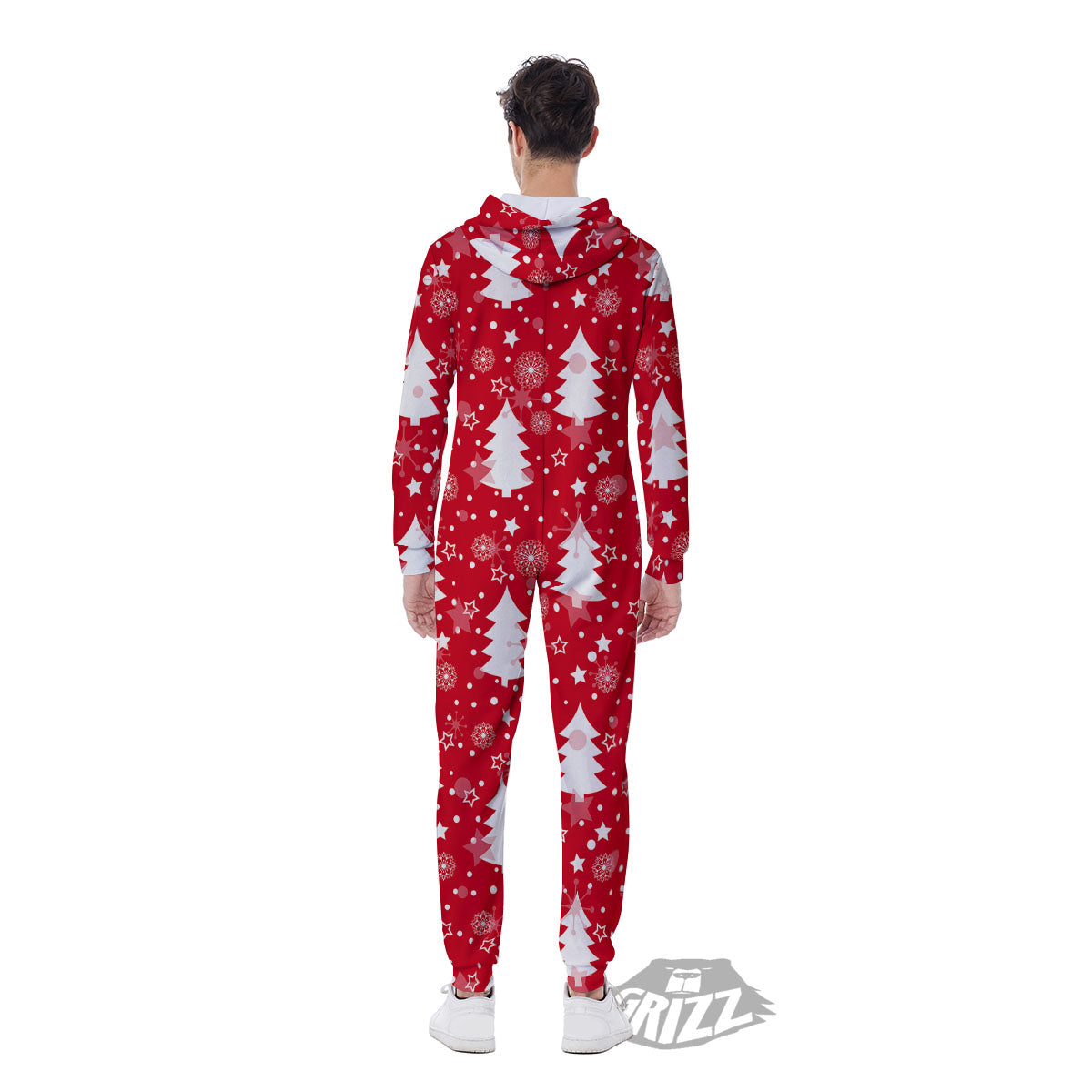 Christmas Tree Polka Dot Print Pattern Men's Jumpsuit-grizzshop