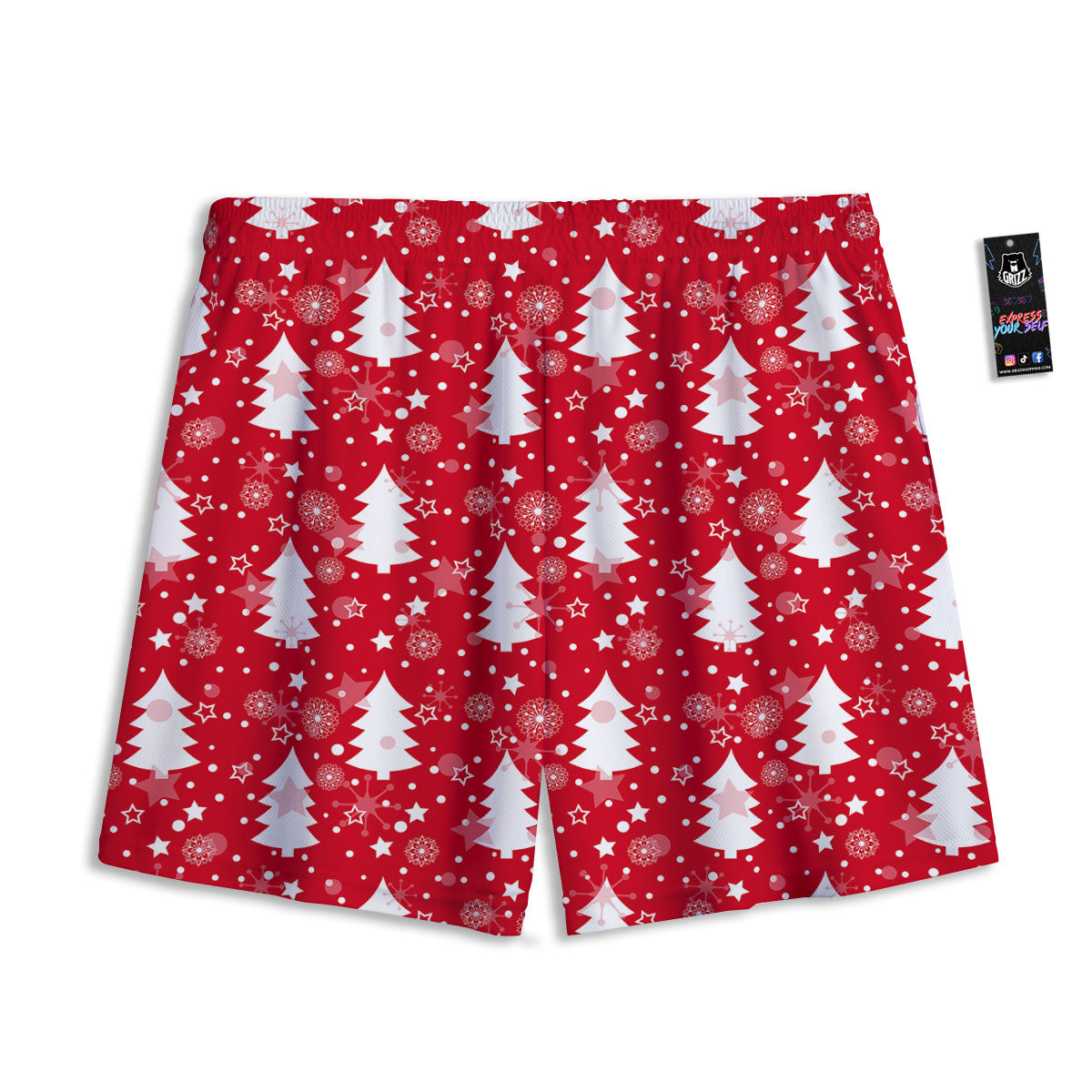 Christmas Tree Polka Dot Print Pattern Mesh Shorts