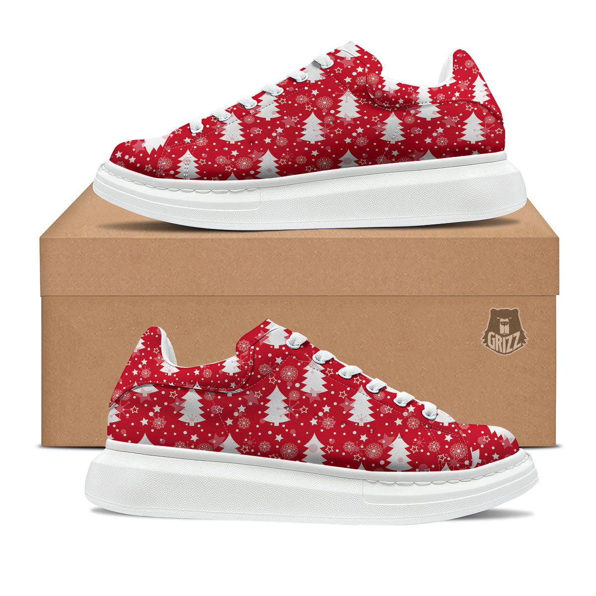 Christmas Tree Polka Dot Print Pattern Platform Shoes-grizzshop