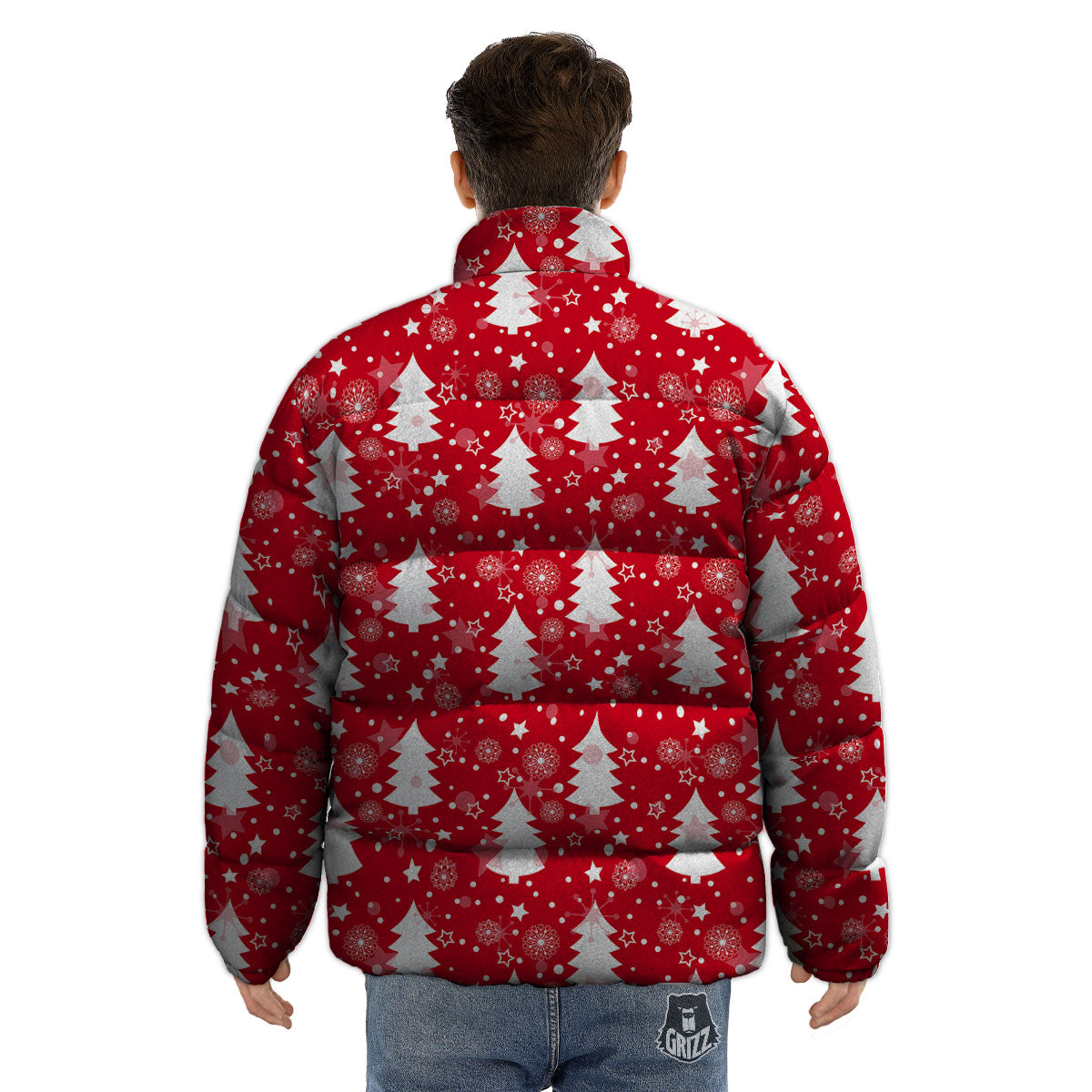 Christmas Tree Polka Dot Print Pattern Puffer Jacket-grizzshop