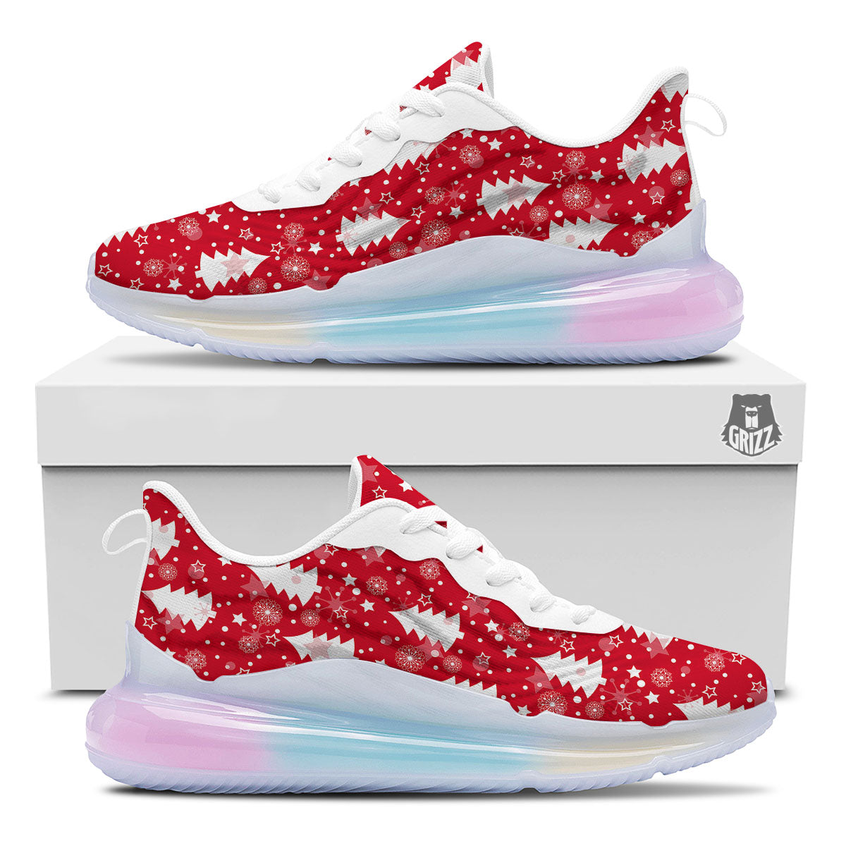 Christmas Tree Polka Dot Print Pattern Running Sneakers-grizzshop