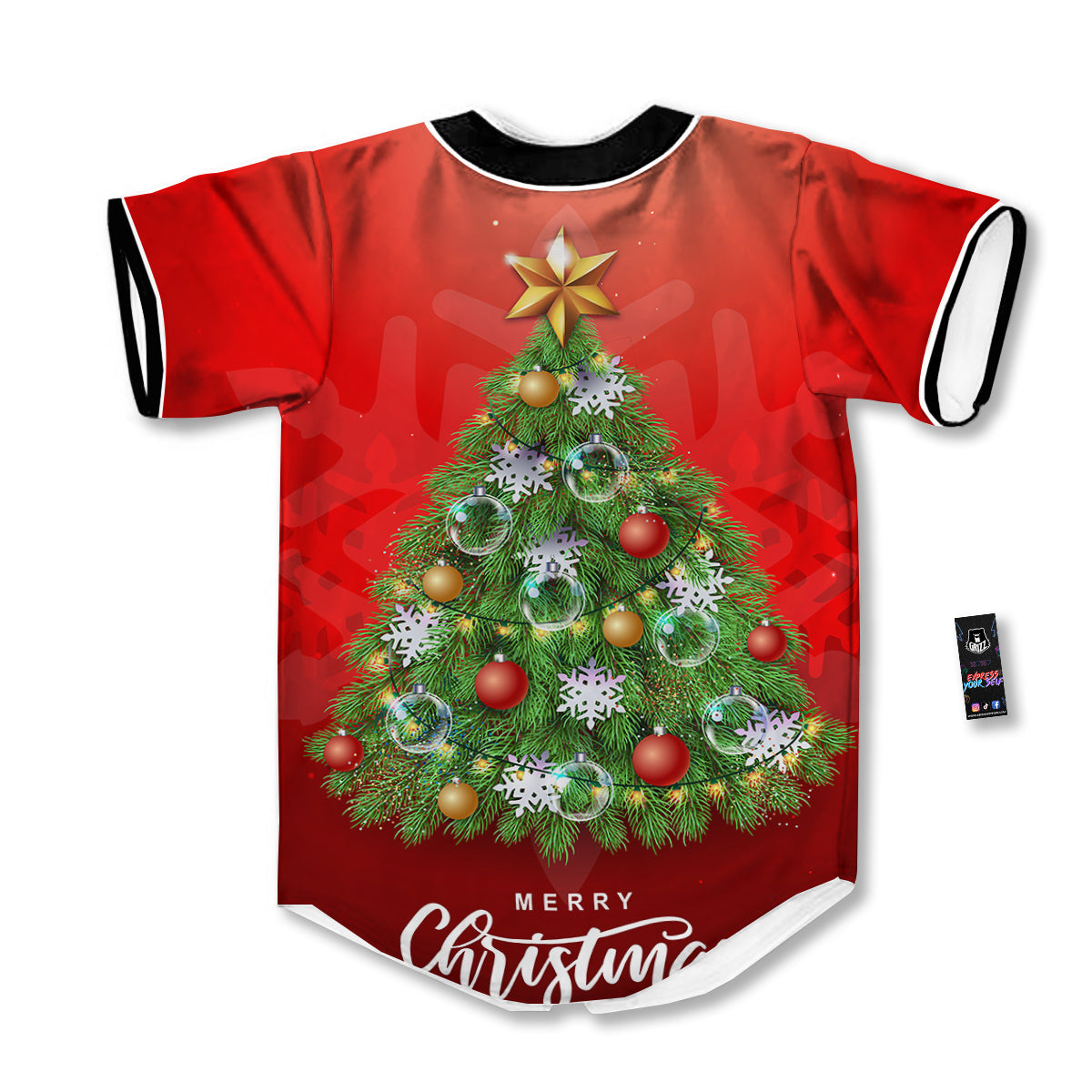 Christmas Tree Print Baseball Jersey-grizzshop