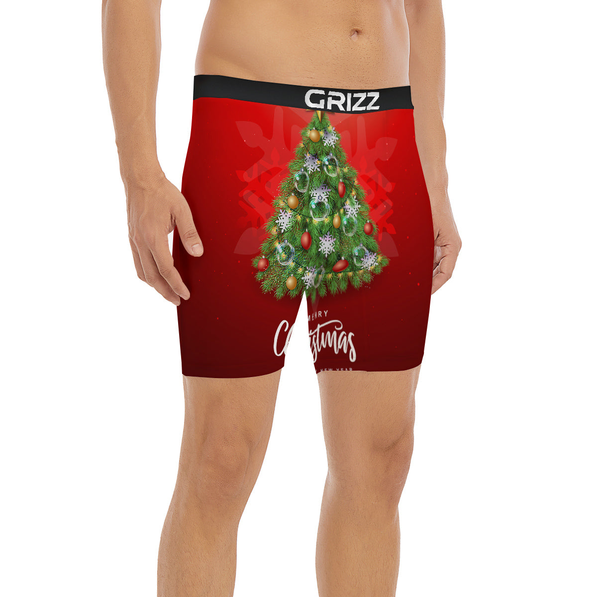 Christmas Tree Print Boxer Briefs-grizzshop