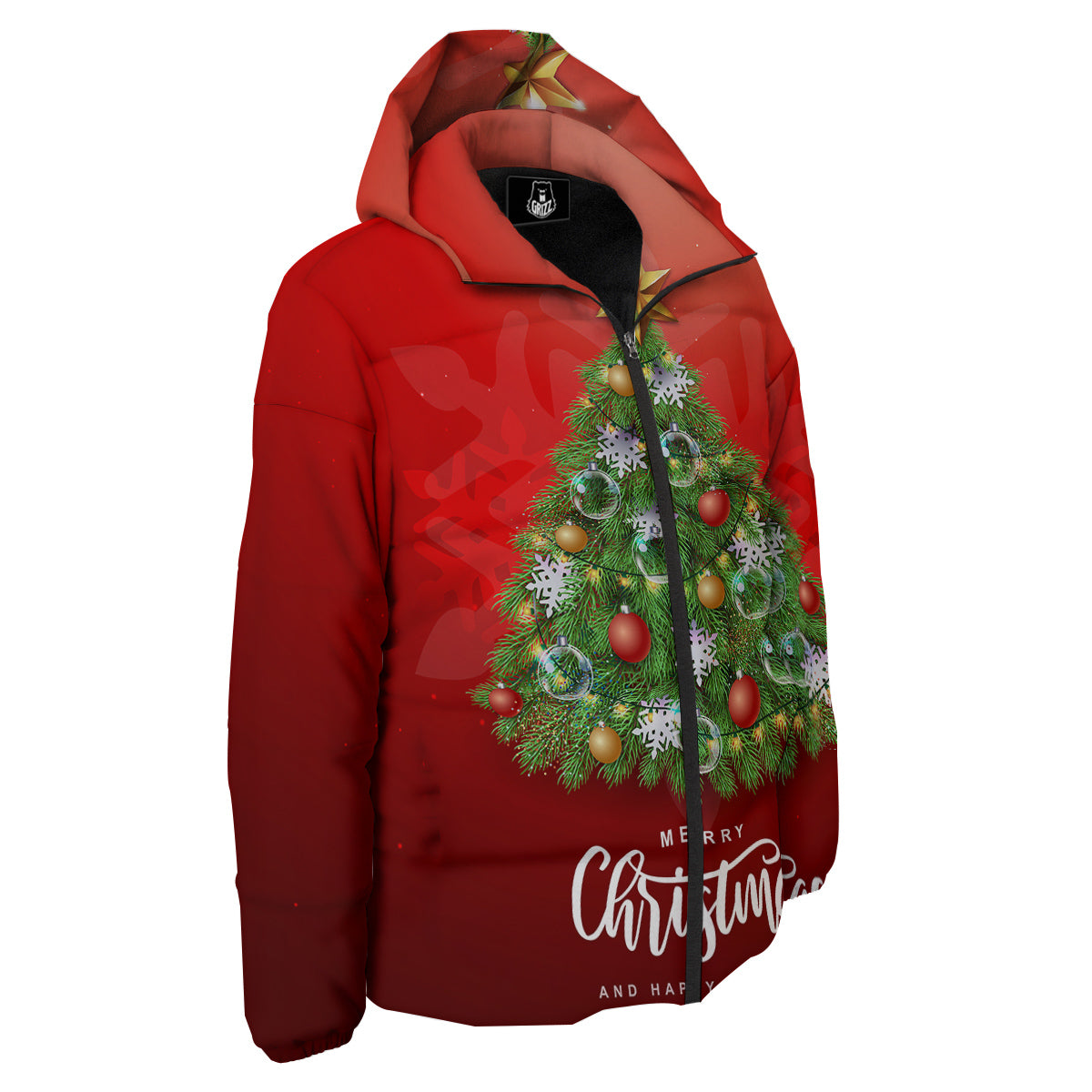 Christmas Tree Print Down Jacket-grizzshop