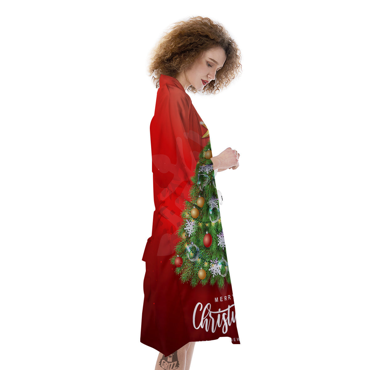 Christmas Tree Print Kimono-grizzshop
