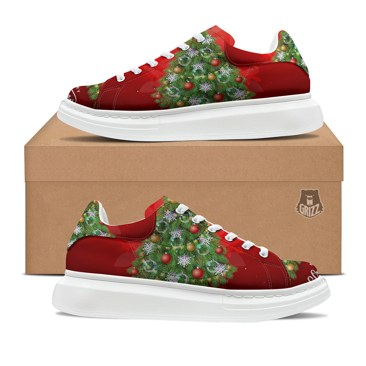 Christmas Tree Print Platform Shoes-grizzshop