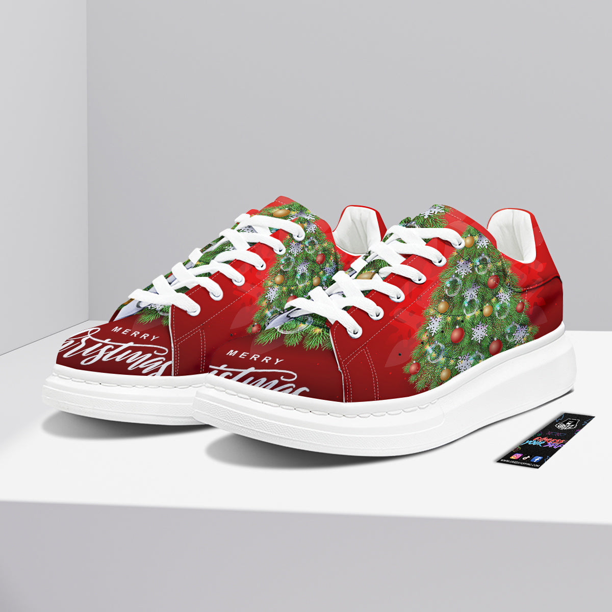 Christmas Tree Print Platform Shoes-grizzshop