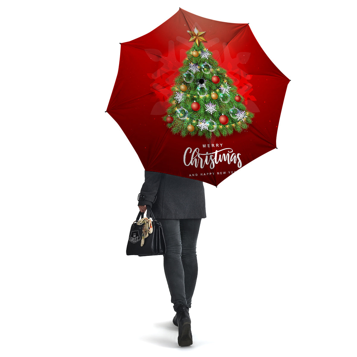 Christmas Tree Print Umbrella-grizzshop