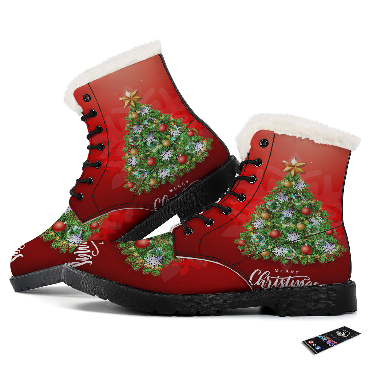 Christmas Tree Print Winter Boots-grizzshop