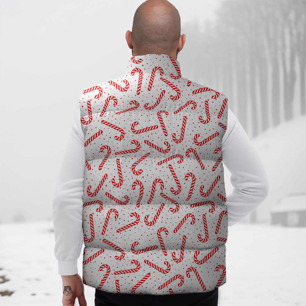 Christmas Candy Print Pattern Down Vest