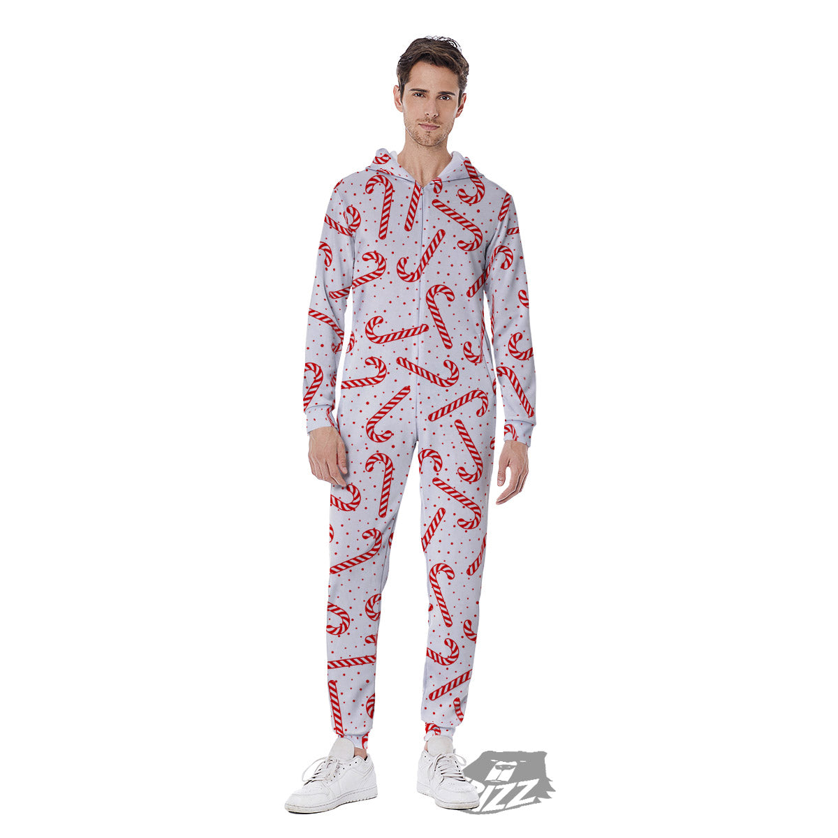 Christmas Candy Print Pattern Men's Jumpsuit-grizzshop