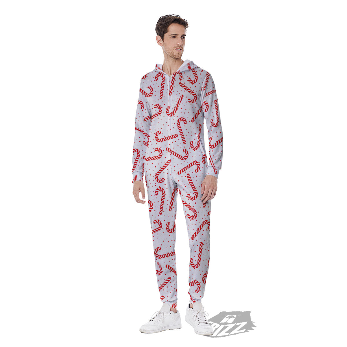 Christmas Candy Print Pattern Men's Jumpsuit-grizzshop