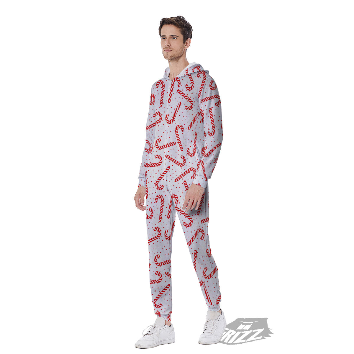 Christmas Candy Print Pattern Men's Jumpsuit-grizzshop