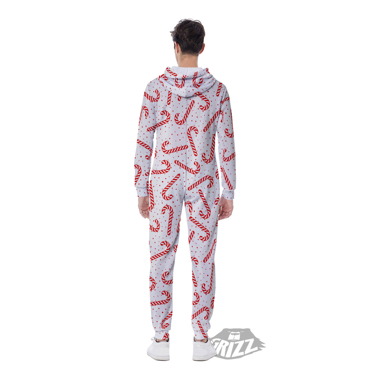 Christmas Candy Print Pattern Men's Jumpsuit-grizzshop