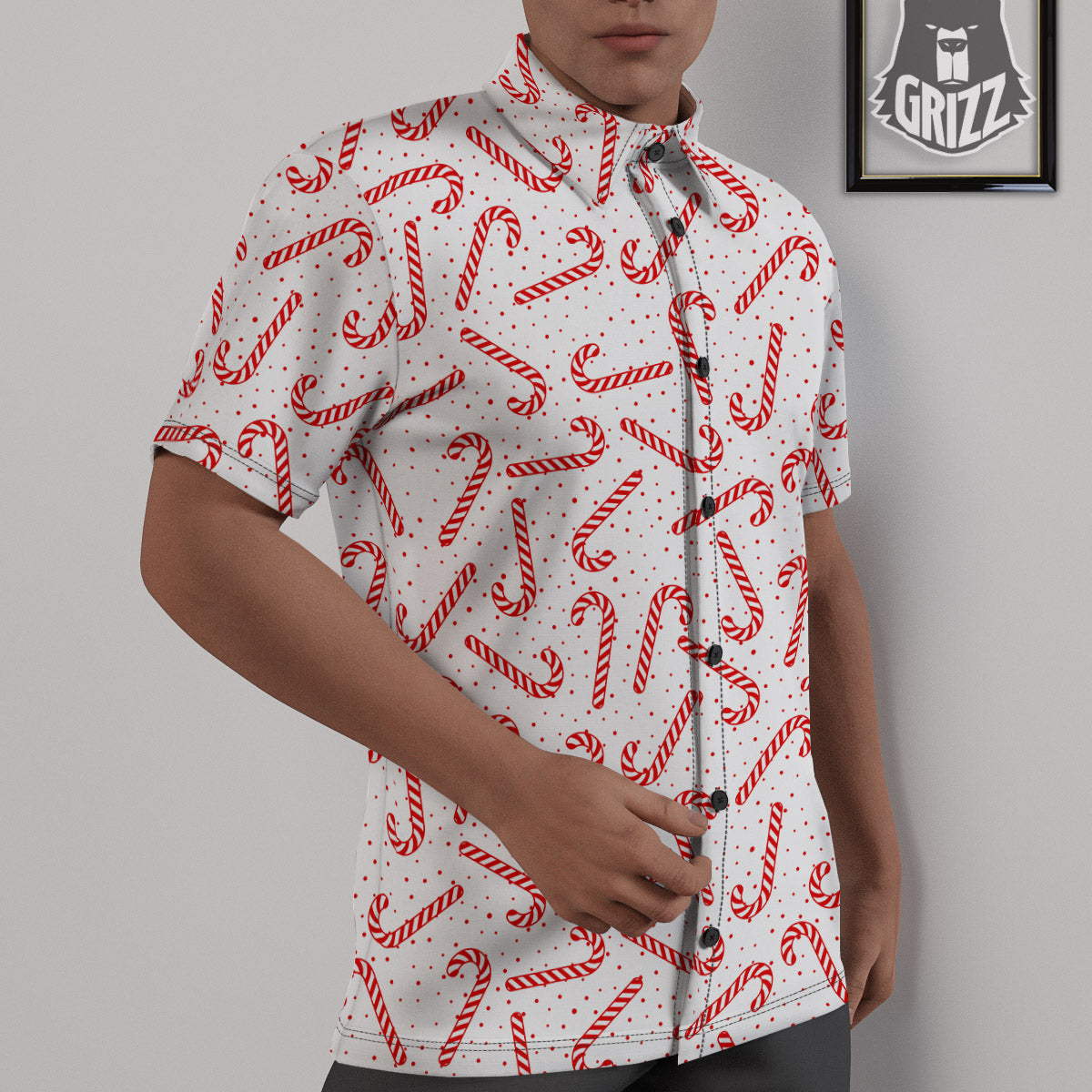 Christmas Candy Print Pattern Untucked Shirts-grizzshop