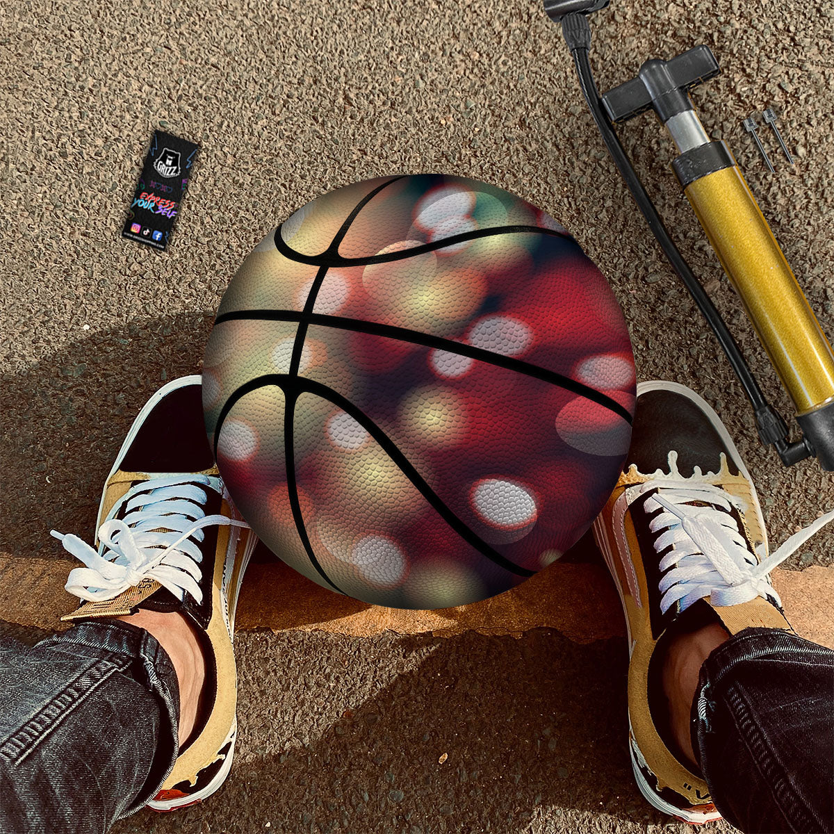 Check White And Navy Print Pattern Basketball