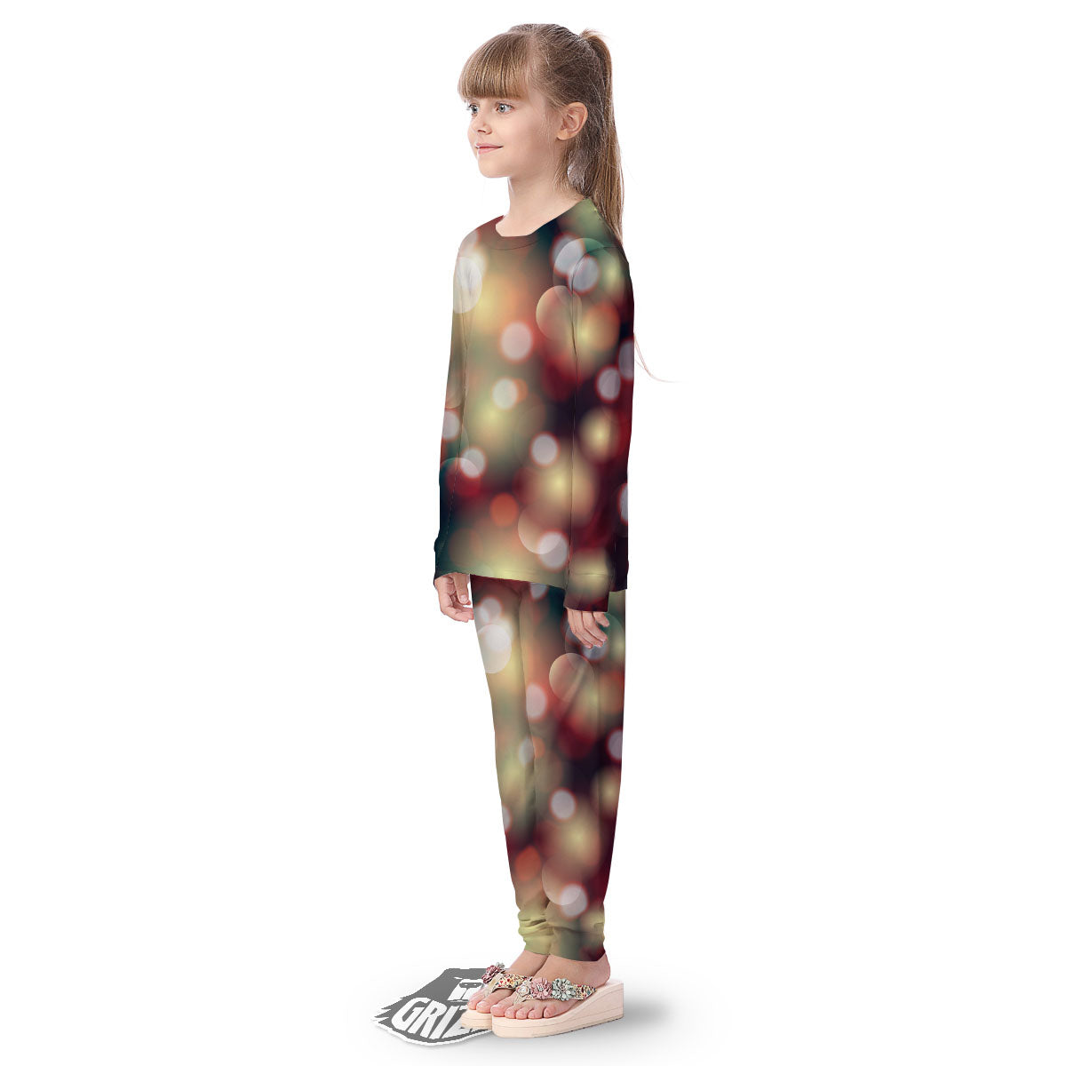 Christmas Defocused Lights Print Kid's Pajamas-grizzshop