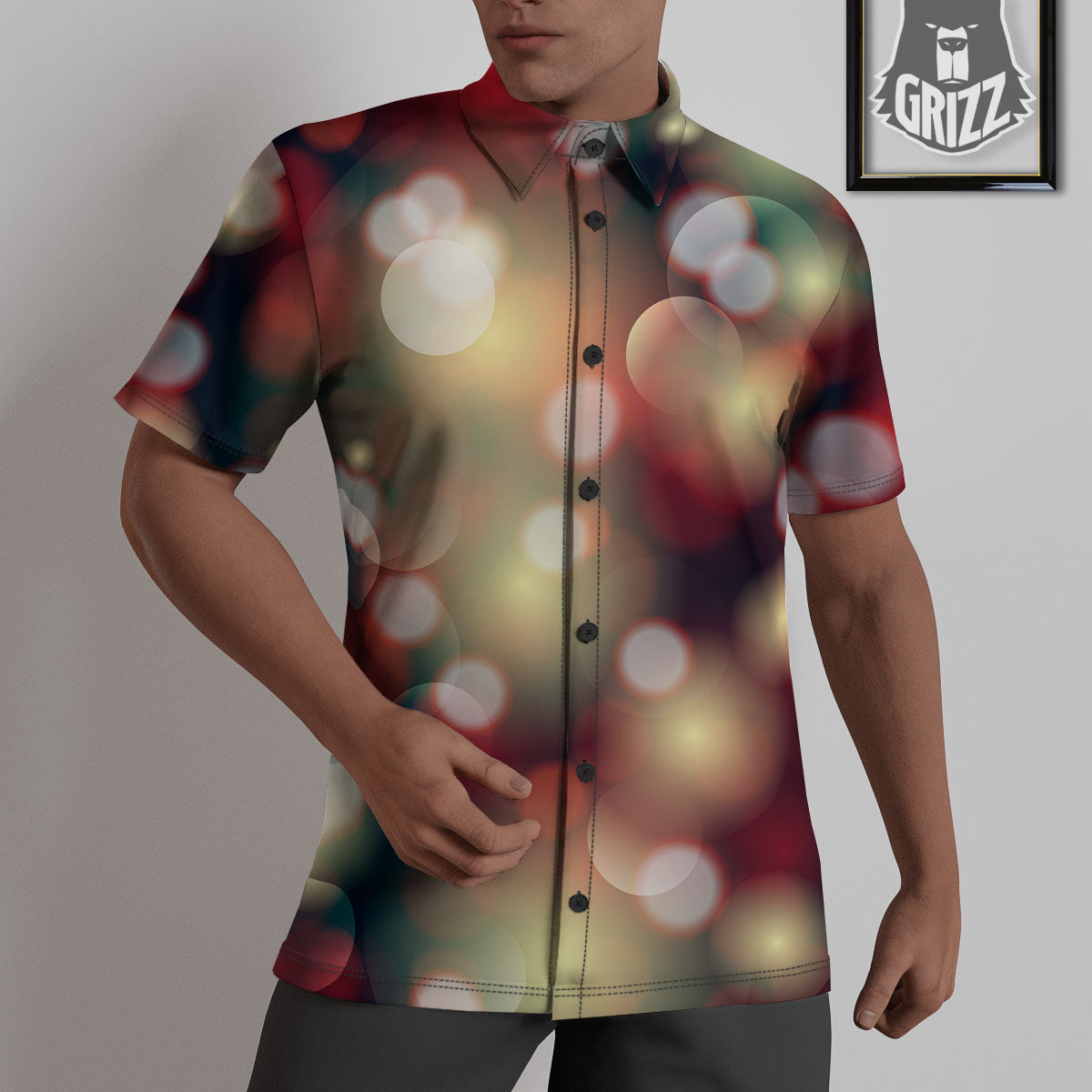 Christmas Defocused Lights Print Untucked Shirts-grizzshop