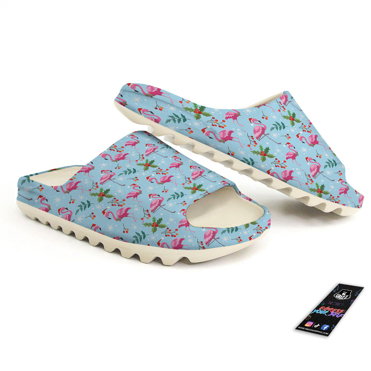 Christmas Flamingo Pink Print Pattern Sandals-grizzshop