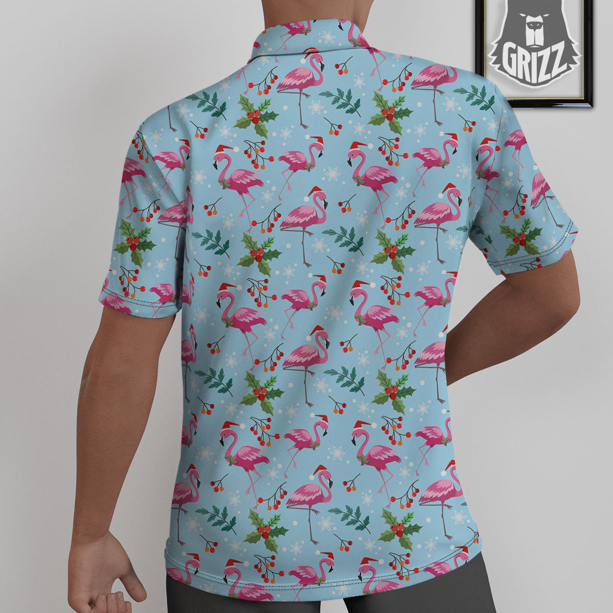 Christmas Flamingo Pink Print Pattern Untucked Shirts-grizzshop