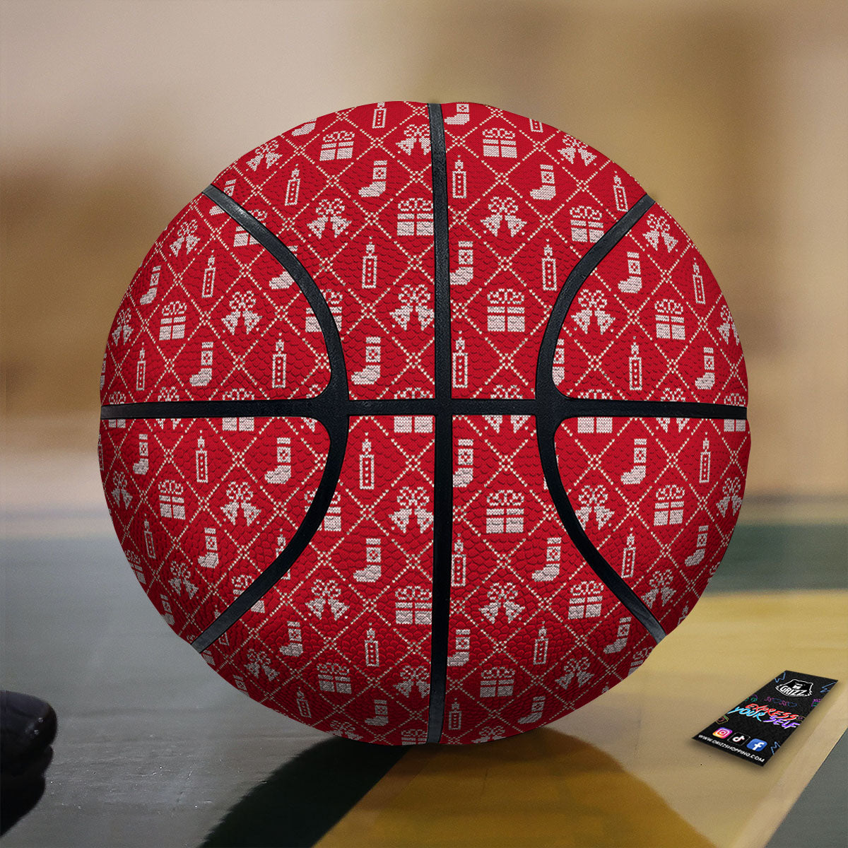 Christmas Gift Knitted Print Pattern Basketball