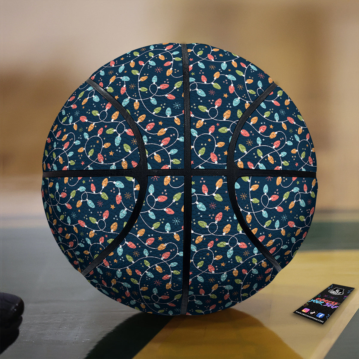 Christmas Lights Colorful Print Basketball