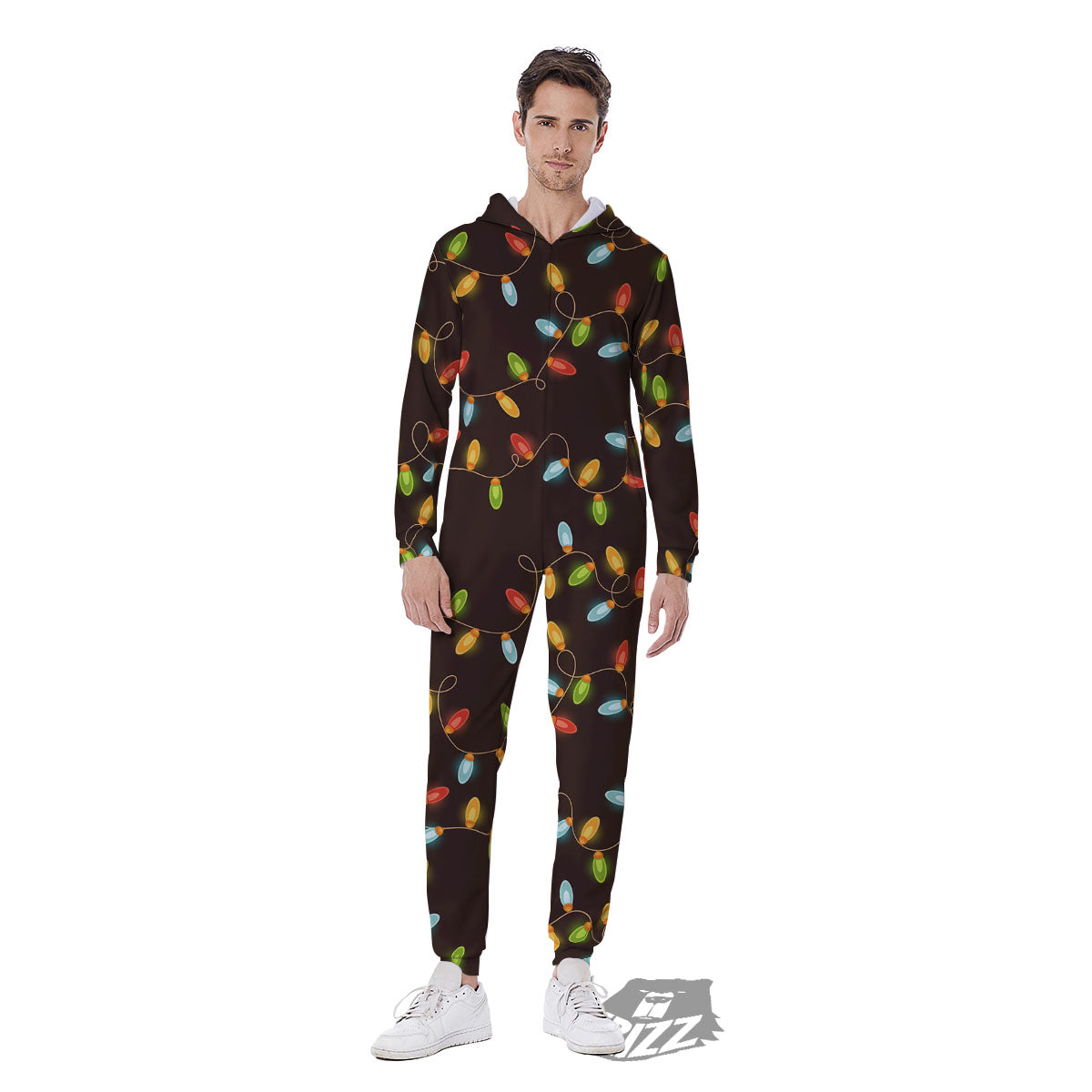 Christmas Lights Print Pattern Men's Jumpsuit-grizzshop