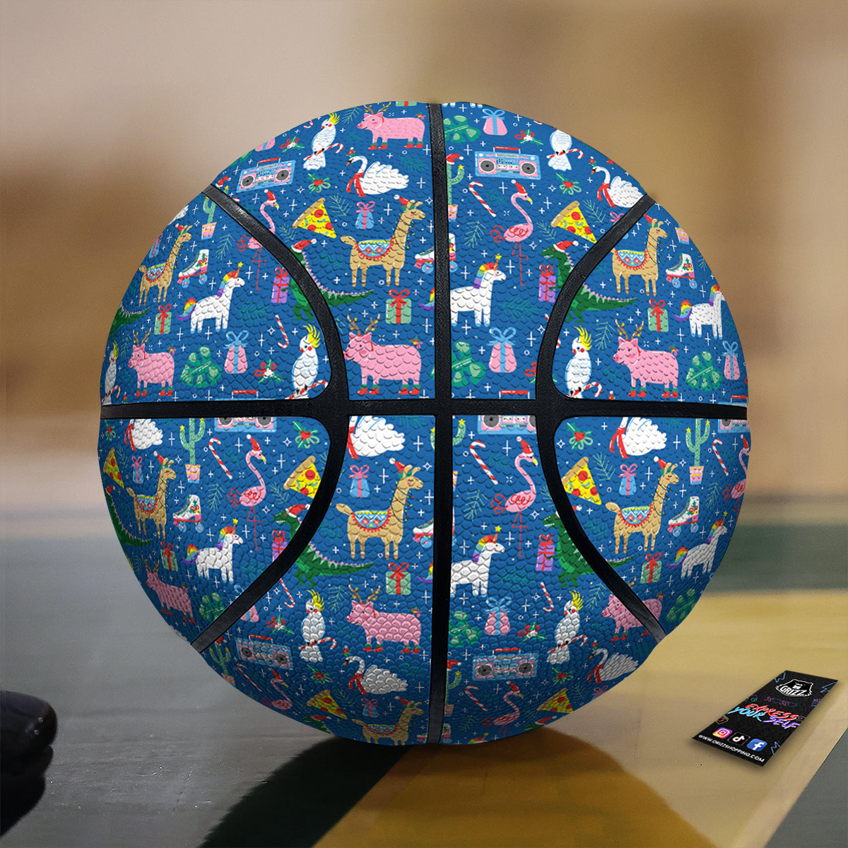 Christmas Party Funny Animals Print Pattern Basketball
