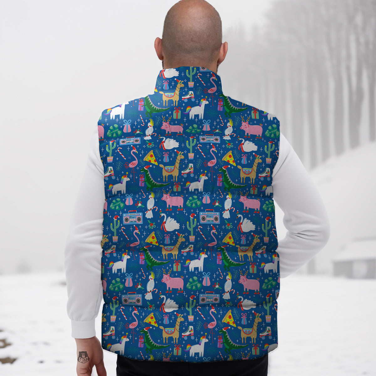 Christmas Party Funny Animals Print Pattern Down Vest