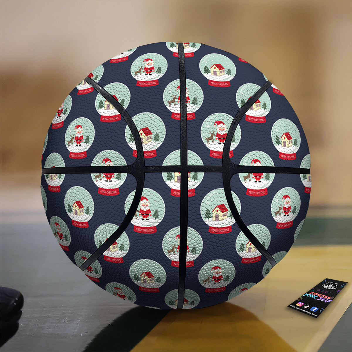 Christmas Snow Globe Print Pattern Basketball