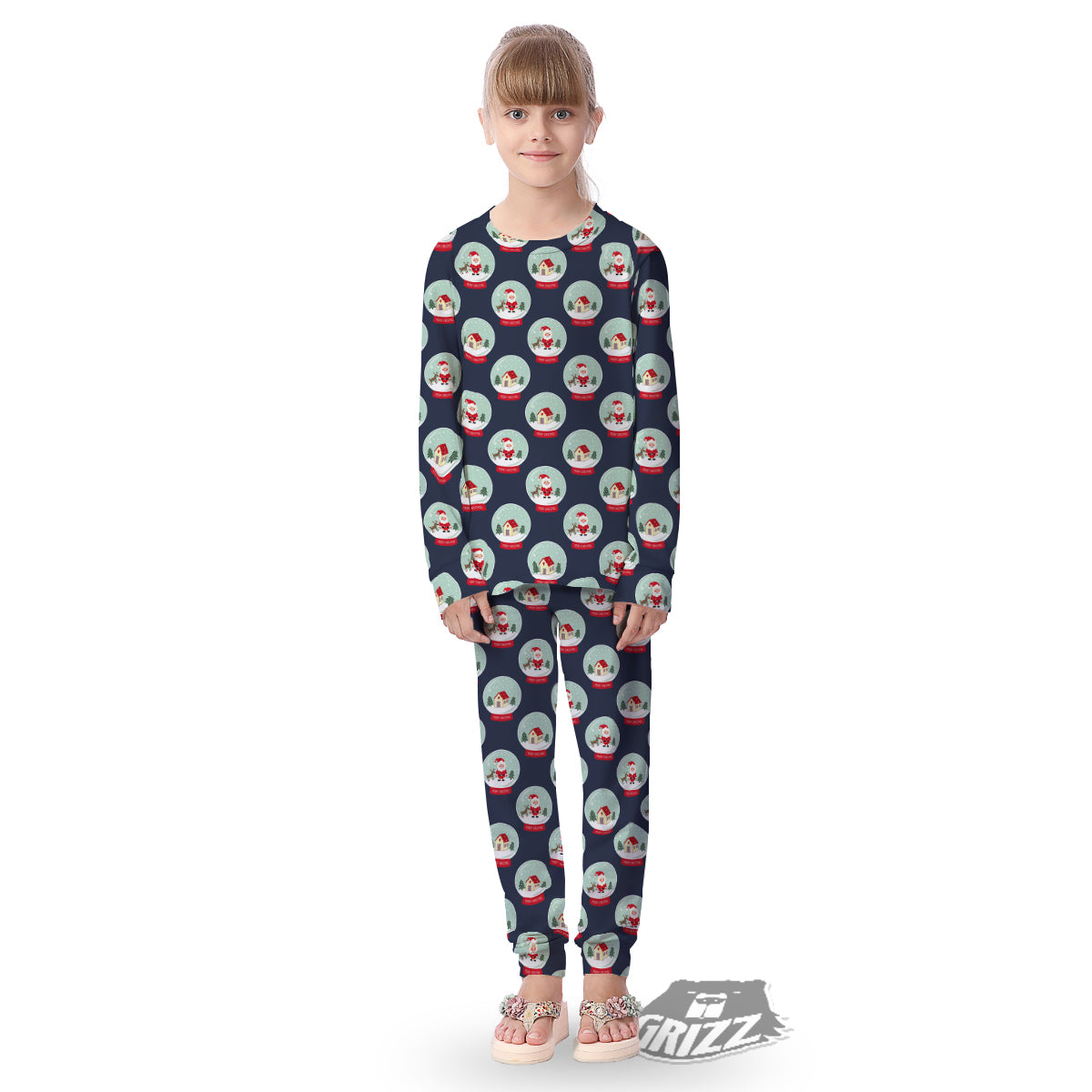 Christmas Snow Globe Print Pattern Kid's Pajamas-grizzshop