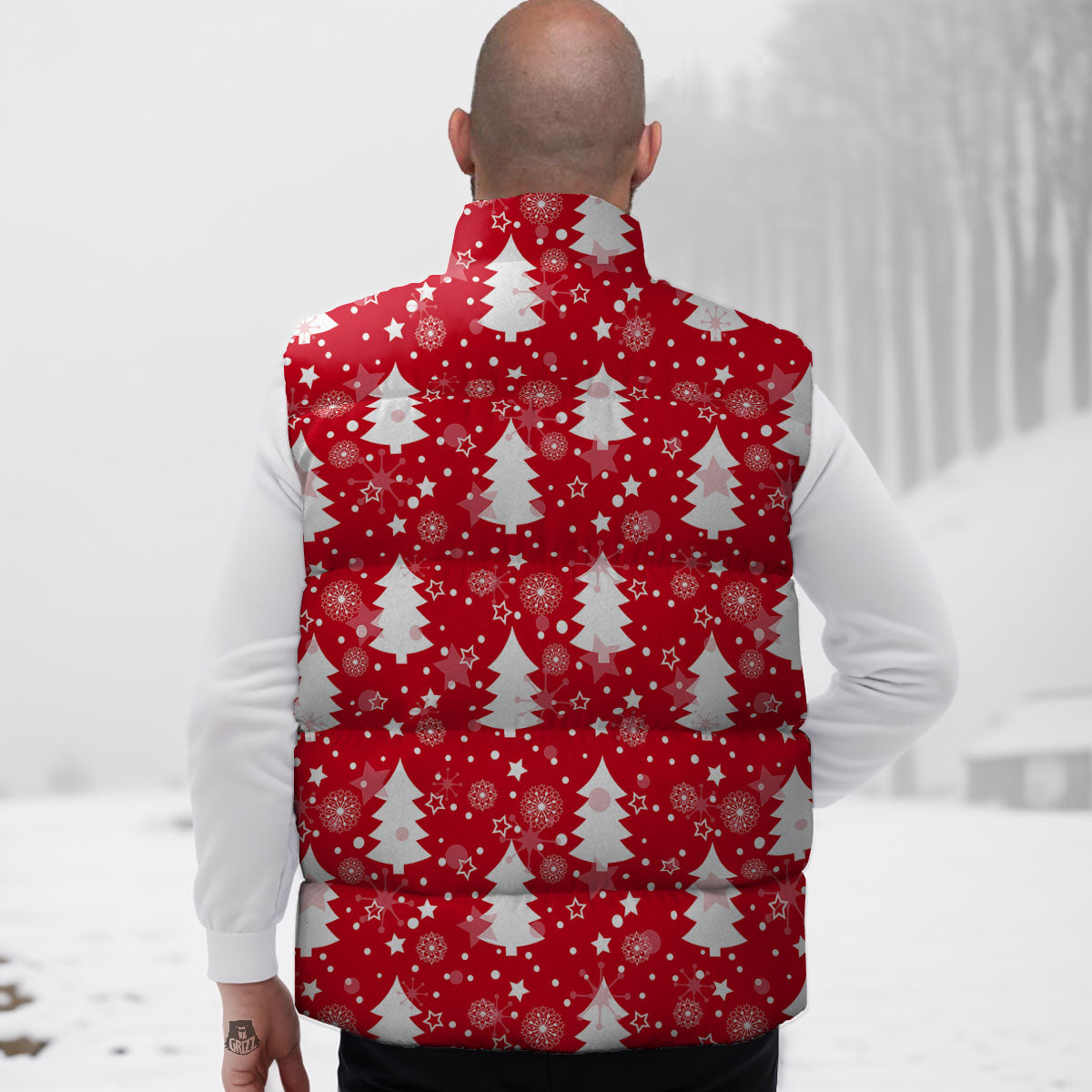 Christmas Tree Polka Dot Print Pattern Down Vest