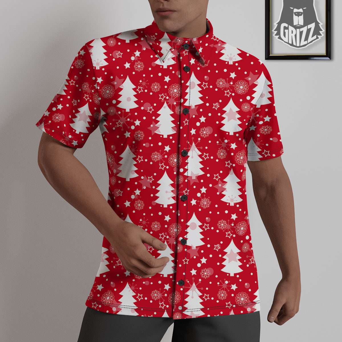 Christmas Tree Polka Dot Print Pattern Untucked Shirts-grizzshop