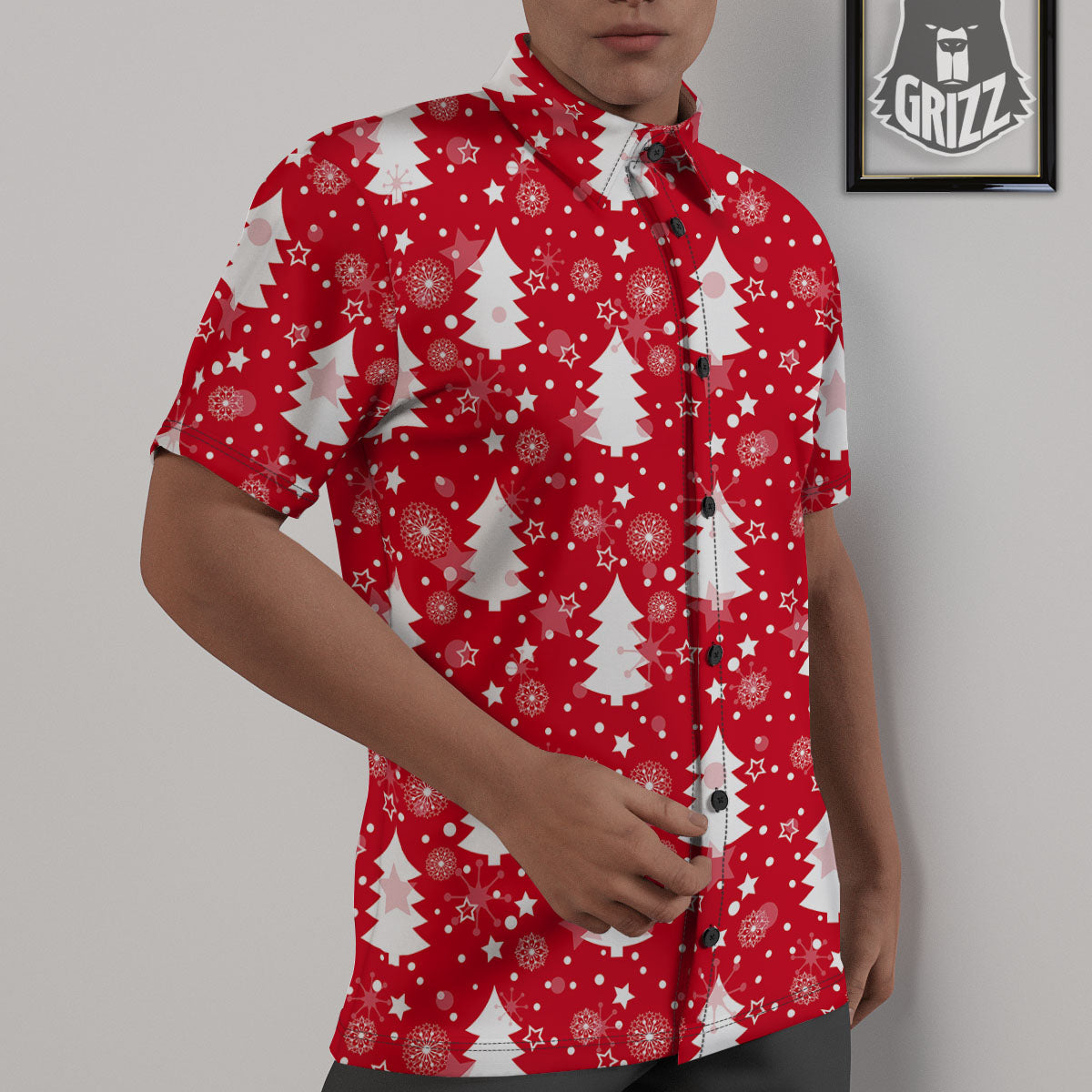 Christmas Tree Polka Dot Print Pattern Untucked Shirts-grizzshop