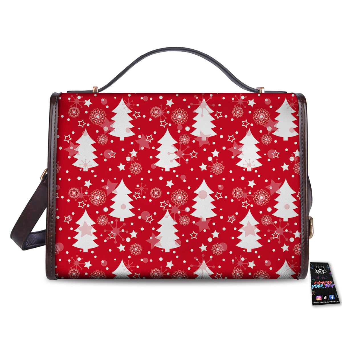 Christmas Tree Polka Dot Print Pattern Women's Satchel Bag