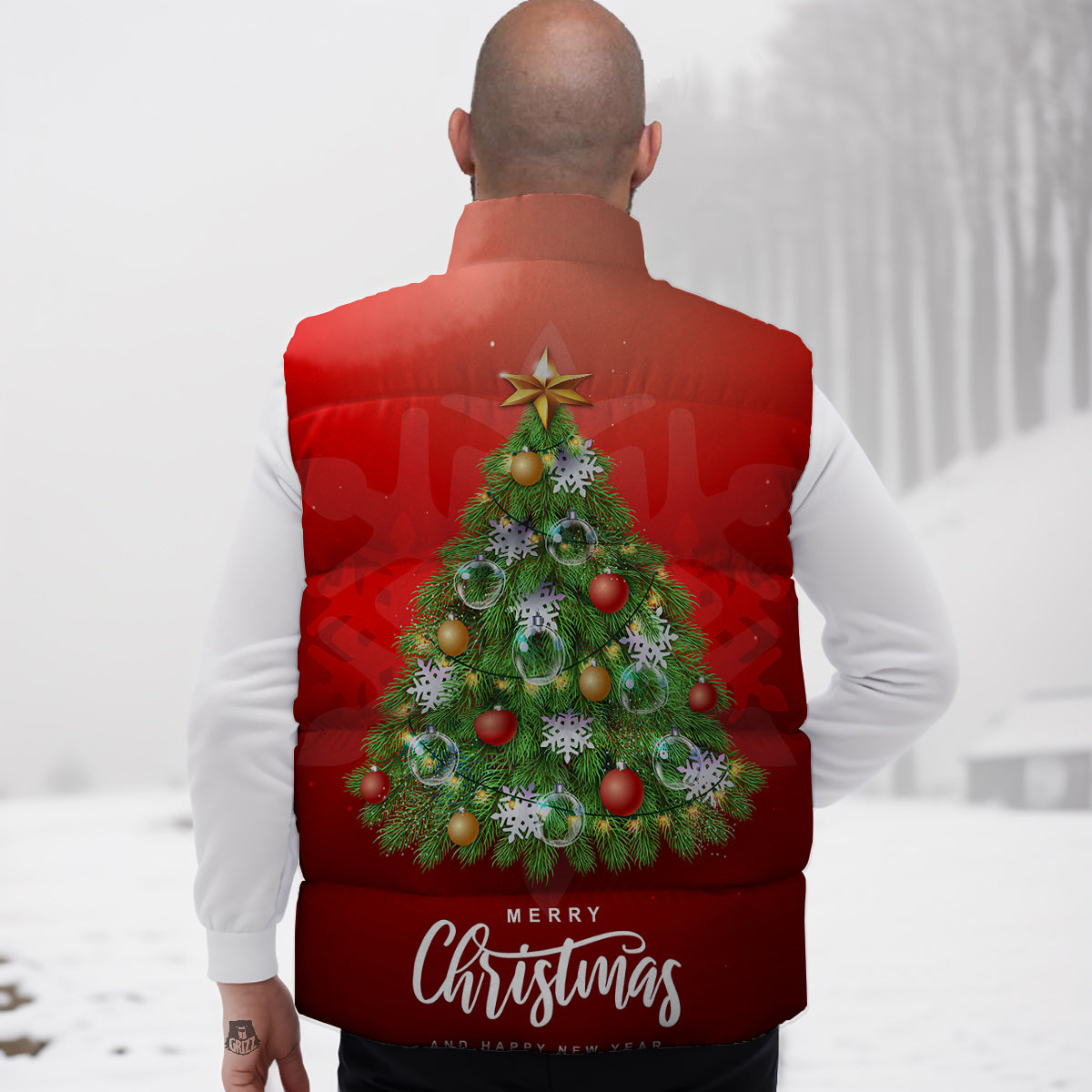 Christmas Tree Print Down Vest