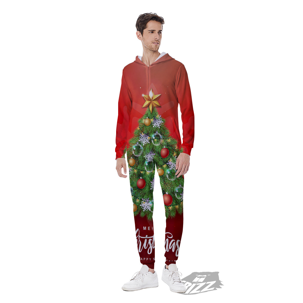 Christmas Tree Print Men's Jumpsuit-grizzshop