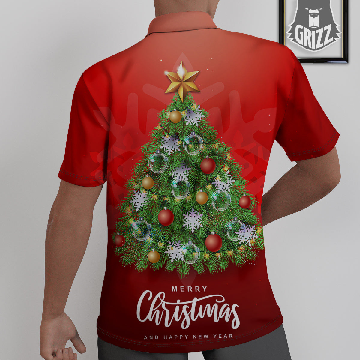 Christmas Tree Print Untucked Shirts-grizzshop